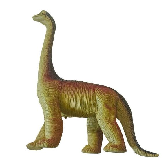 Vintage 1985 Imperial Yellow Orange Brontosaurus Dinosaur Rubber Toy Figure - Picture 1 of 9